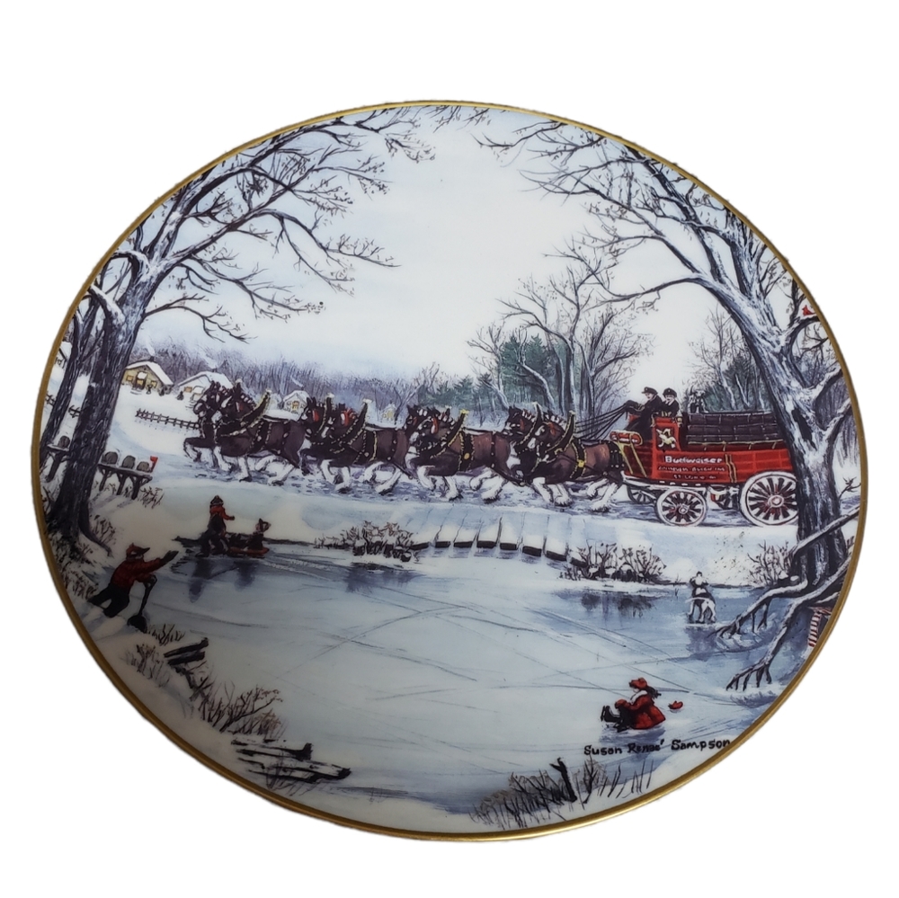 Budweiser Clydesdales Plate by Susan Renae Sampson  1990